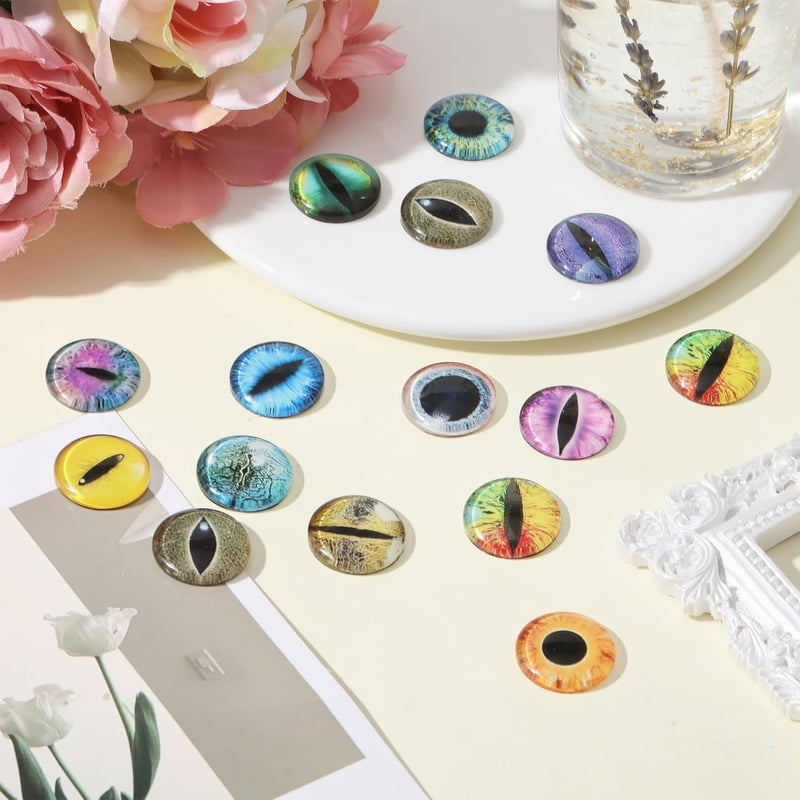 Luminous Cat Eyes Glass Cabochons for DIY Jewelry, 30 Pcs