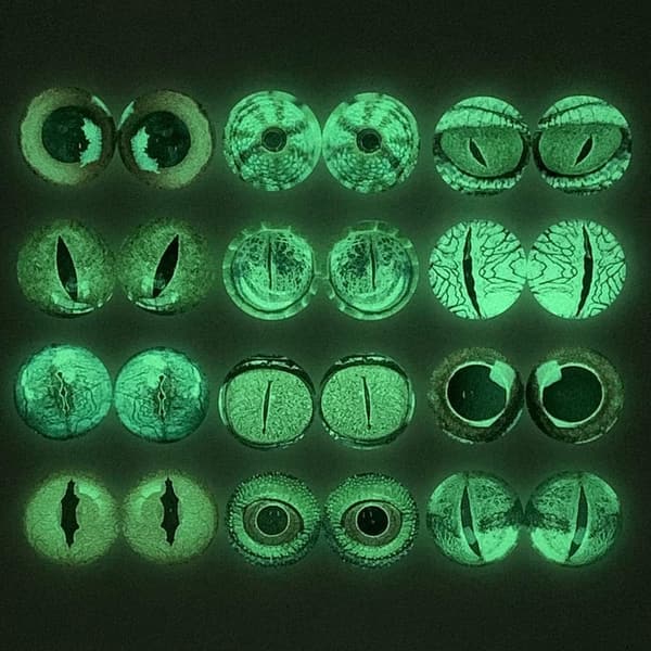 20mm Glow-in-the-Dark Glass Lizard Eyes for DIY Crafts