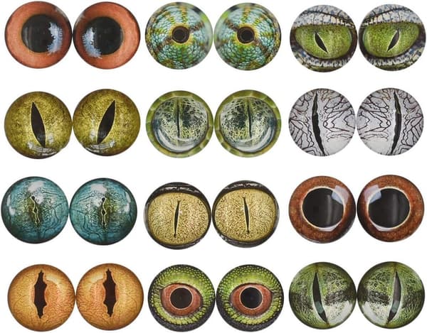20mm Glow-in-the-Dark Glass Lizard Eyes for DIY Crafts