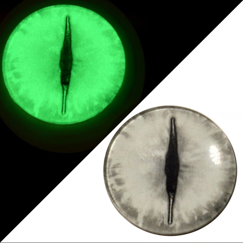 Glow-in-the-Dark Dragon Eyes - 30mm Glass Pair with Adhesive