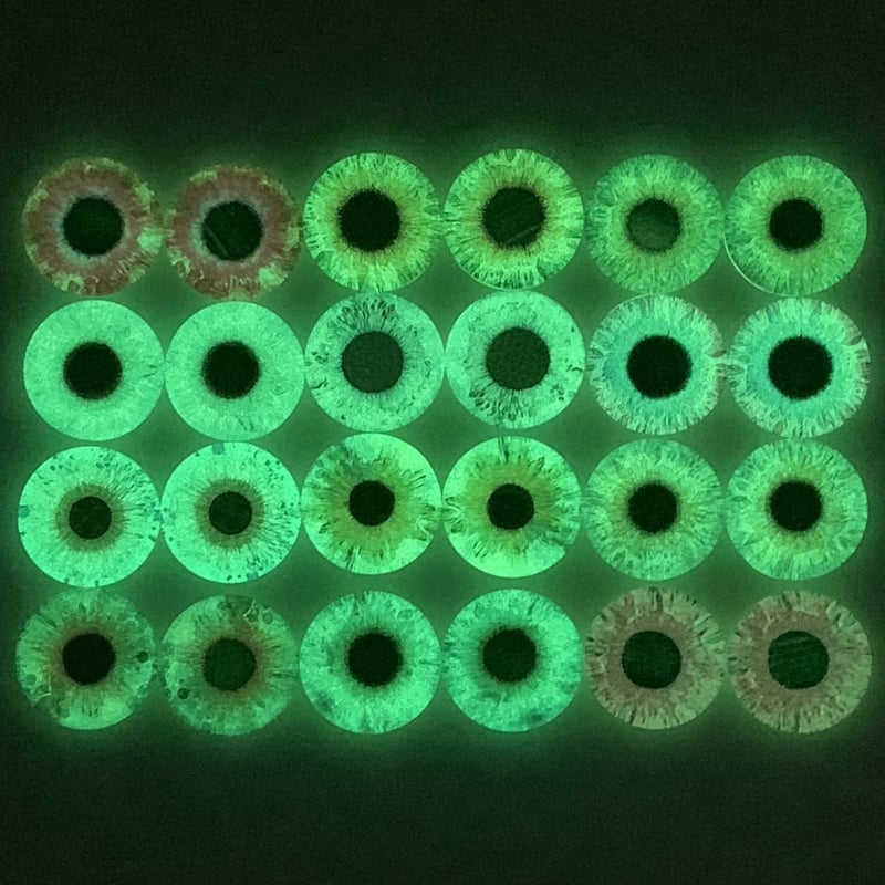 Glow-in-the-Dark 20mm Glass Cabochons for DIY Crafts (10 Pairs)
