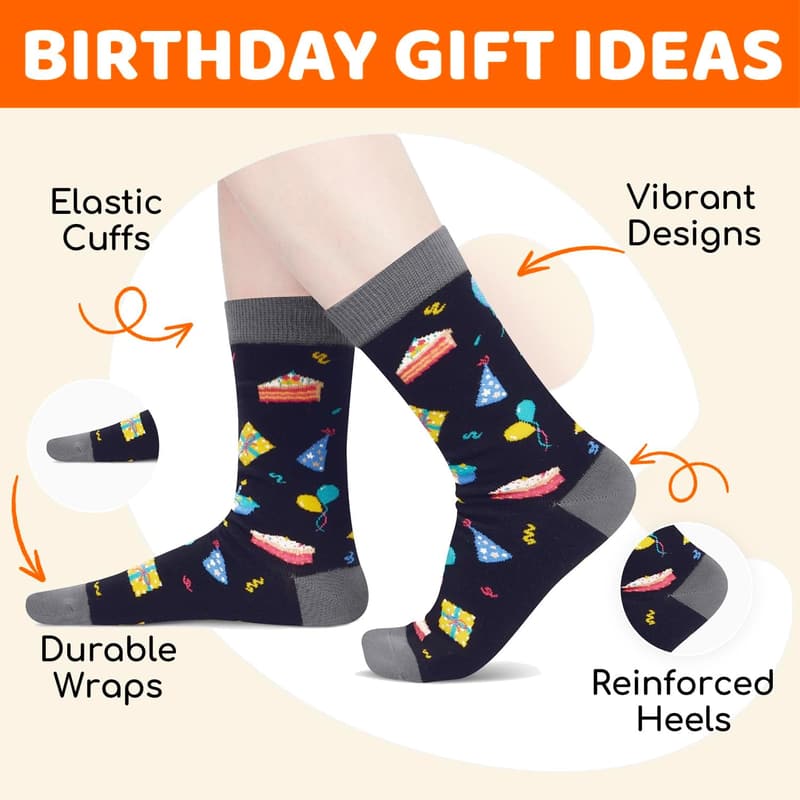 Birthday Gift Socks for Senior Men - Includes Greeting Card