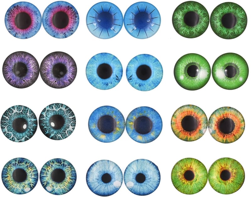 Glow in the Dark 20mm Glass Eyes for DIY Crafts (10 Pairs)