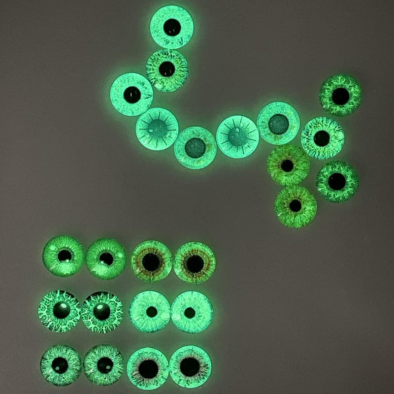 Glow in the Dark 20mm Glass Eyes for DIY Crafts (10 Pairs)