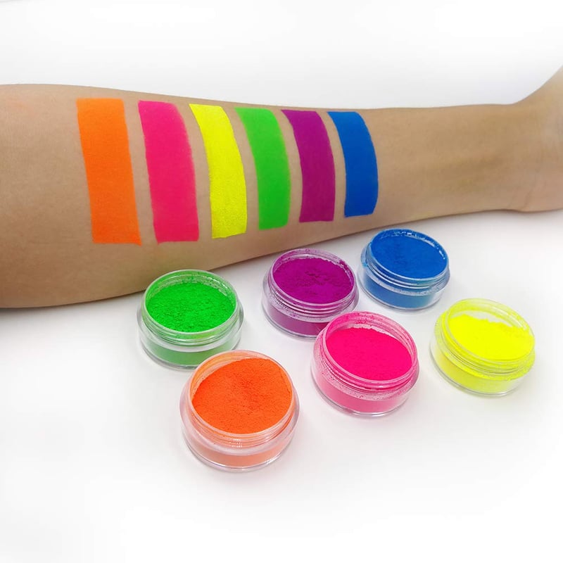 UV Reactive Neon Eyeshadow Powder - 6 Bright Colors for Parties