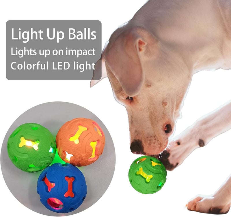Interactive Light-Up Chew Balls for Pets, 3-Pack