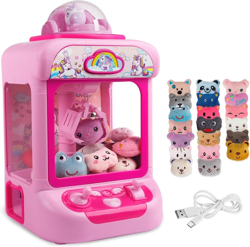Unicorn Claw Machine Toy with 20 Plush Prize Dispensers