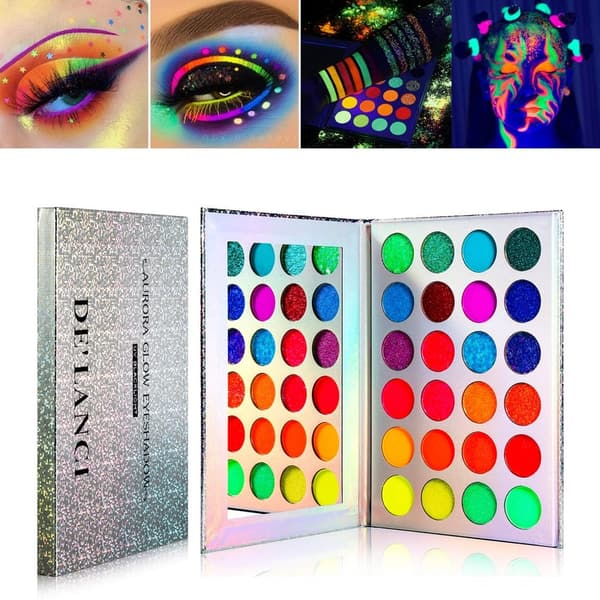 Glow-in-the-Dark Neon Eyeshadow Palette for Halloween Makeup