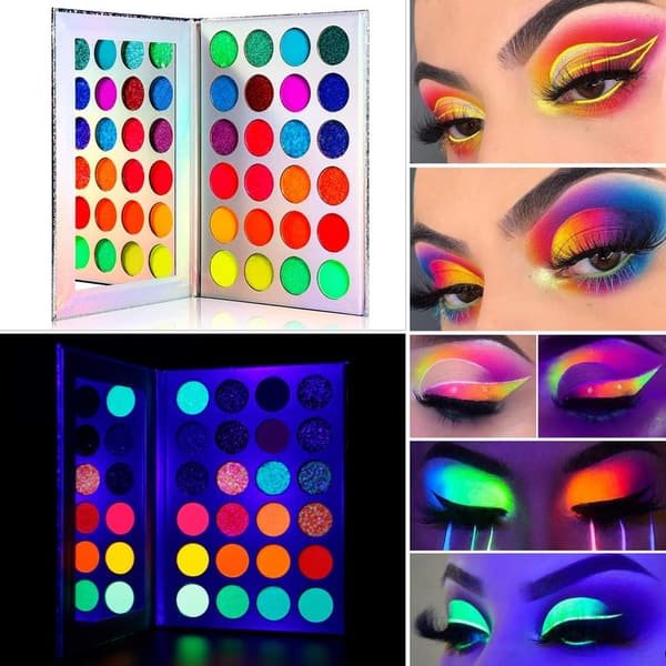 Glow-in-the-Dark Neon Eyeshadow Palette for Halloween Makeup