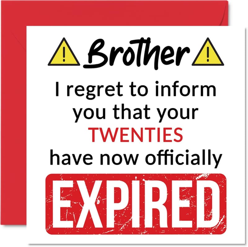 Funny 30th Birthday Card for Brother - Humorous Greeting Card