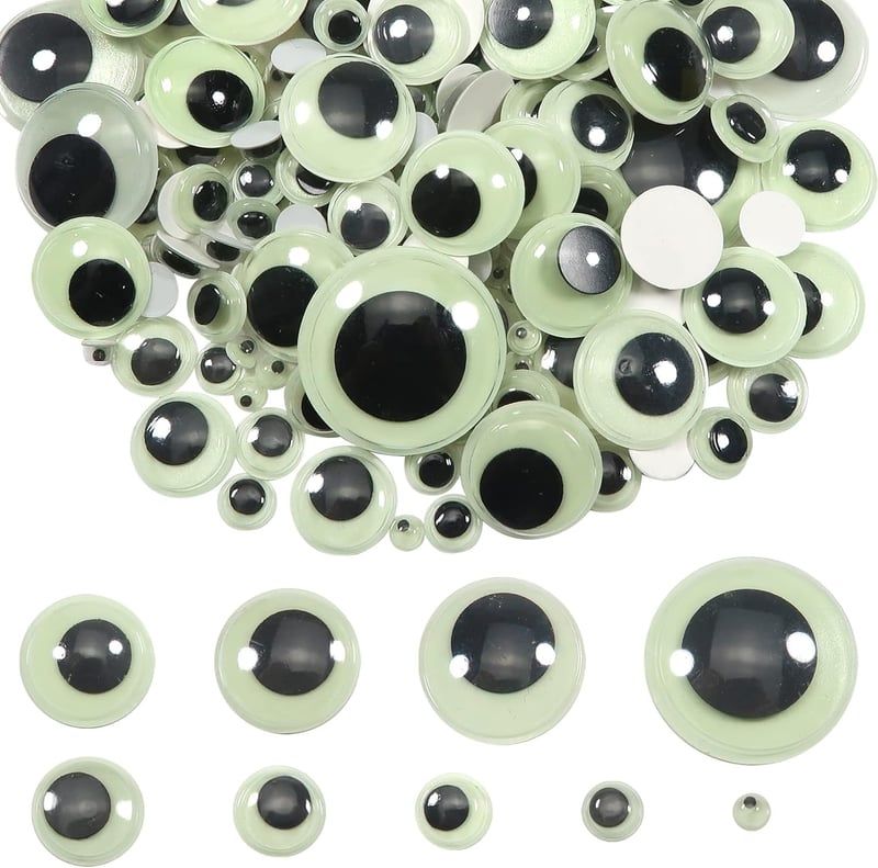 Glow in the Dark Adhesive Googly Eyes for DIY Crafts (200 pcs)