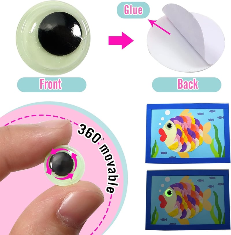 Glow in the Dark Adhesive Googly Eyes for DIY Crafts (200 pcs)