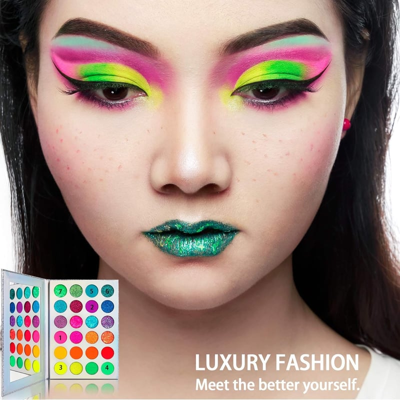 Neon Glow in the Dark Eyeshadow Palette - Highly Pigmented UV Set