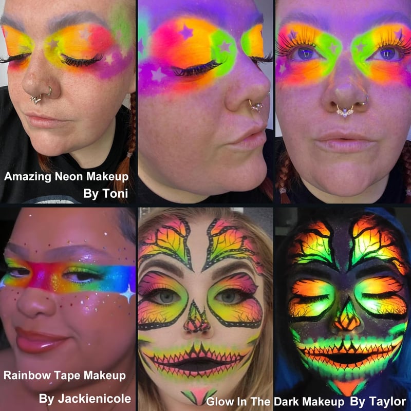 Neon Glow in the Dark Eyeshadow Palette - Highly Pigmented UV Set