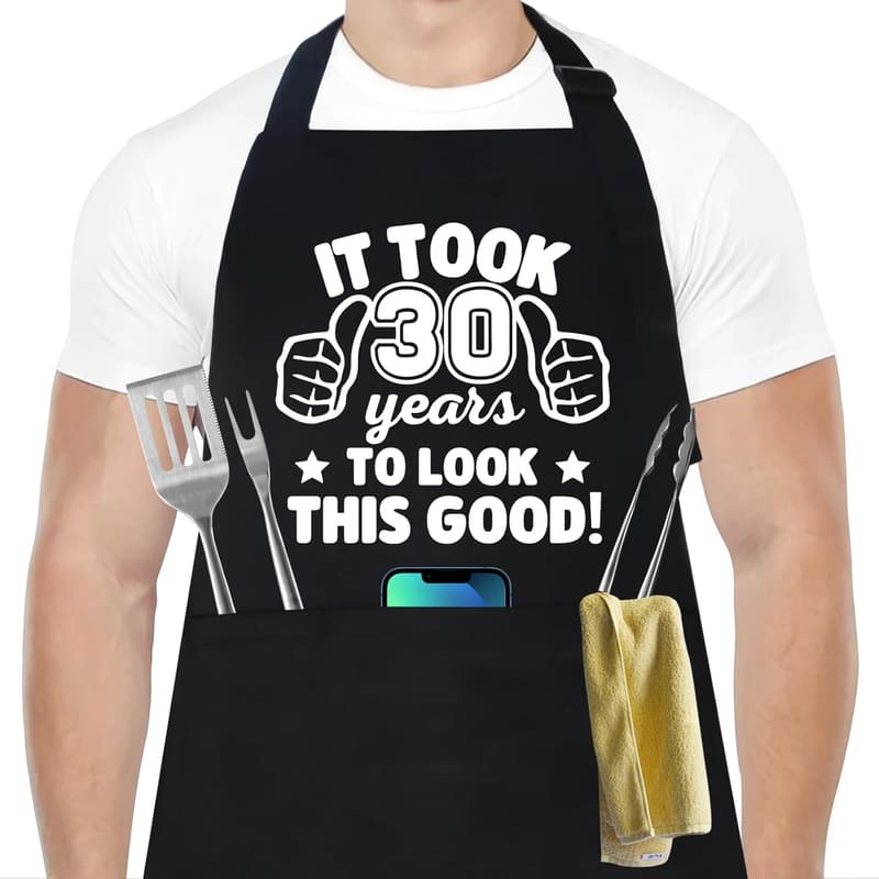 Men's Chef Apron with 3 Pockets - Perfect Birthday Gift