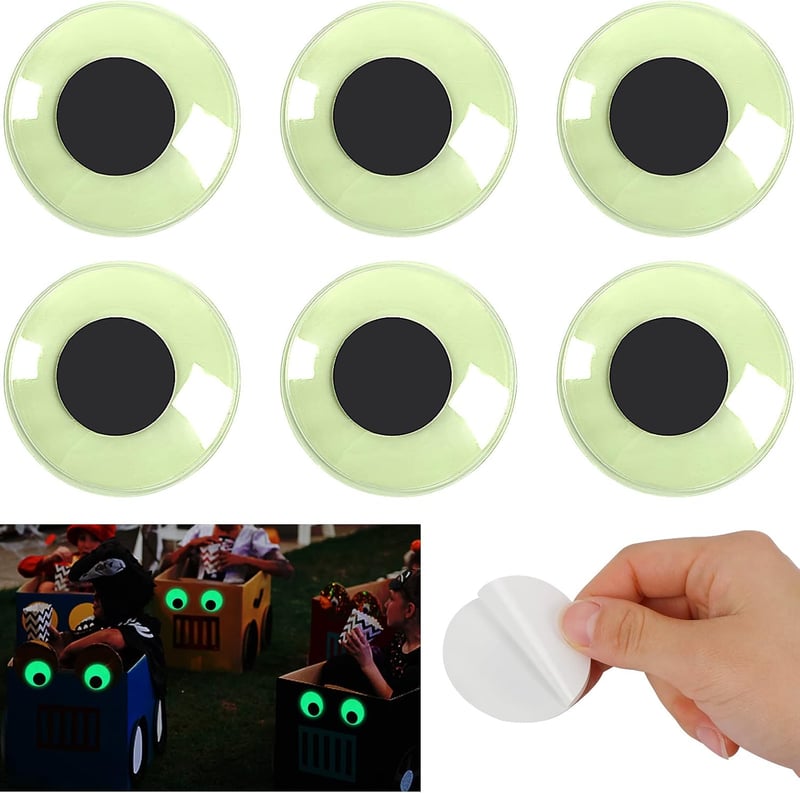 Glow in the Dark Googly Wiggle Eyes - 6 Pack Self-Adhesive Crafts