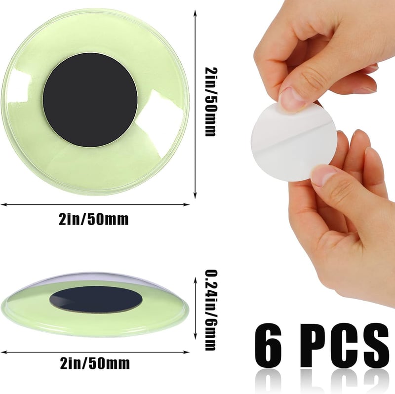 Glow in the Dark Googly Wiggle Eyes - 6 Pack Self-Adhesive Crafts