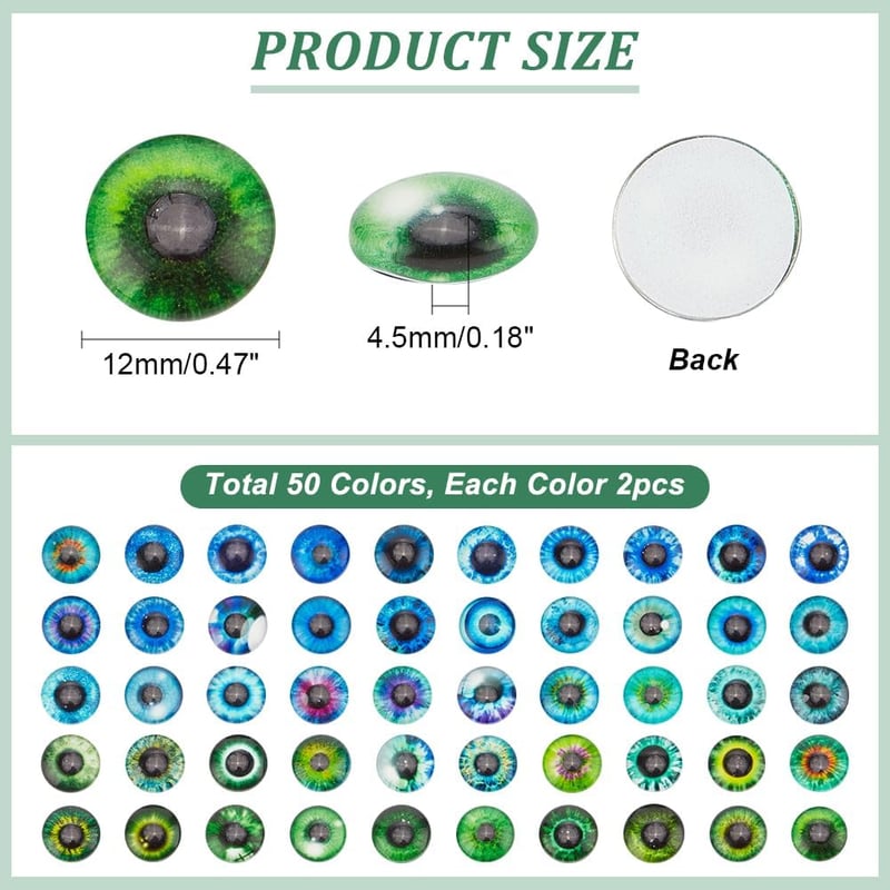 Luminous Animal Eye Glass Cabochons - 100PCS for Jewelry Making
