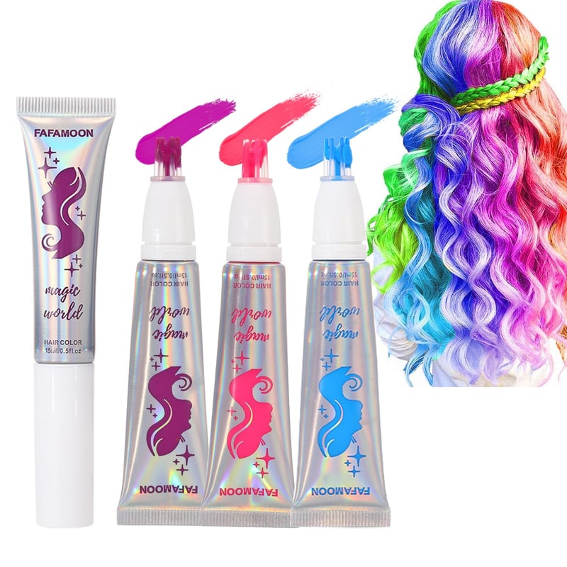Glow-in-the-Dark Neon Hair Dye Set for Parties - 3 Colors