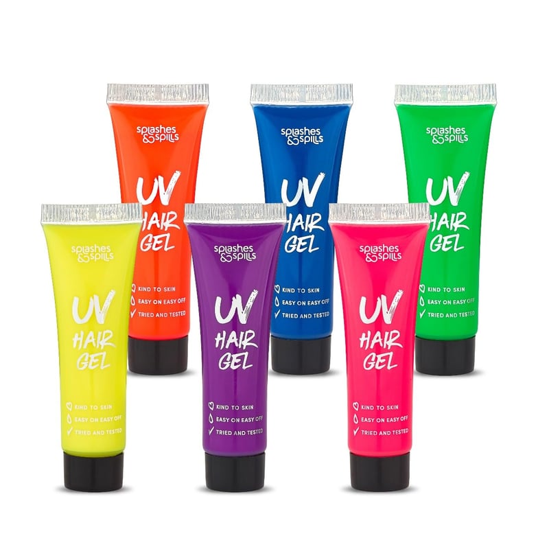 UV Neon Hair Gel Set - 6 Non-Toxic Colors for Raves & Parties