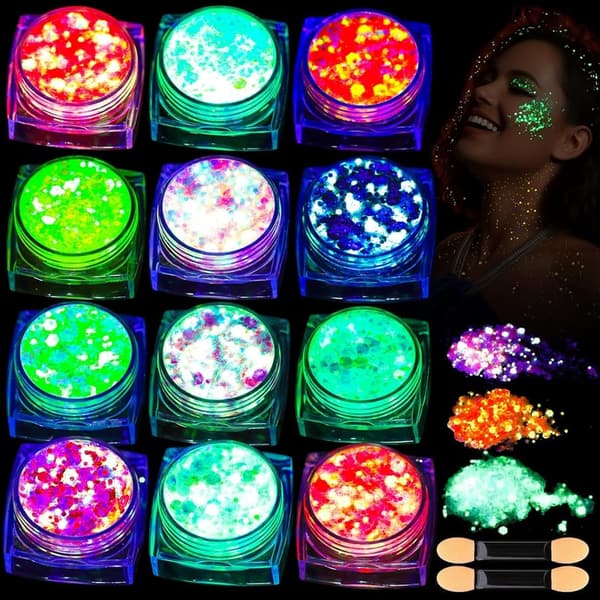 Glow-in-the-Dark Glitter Gel Set for Raves & Festivals