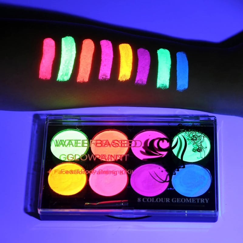 Neon Face Paint Palette for Halloween - 8 Water Activated Colors