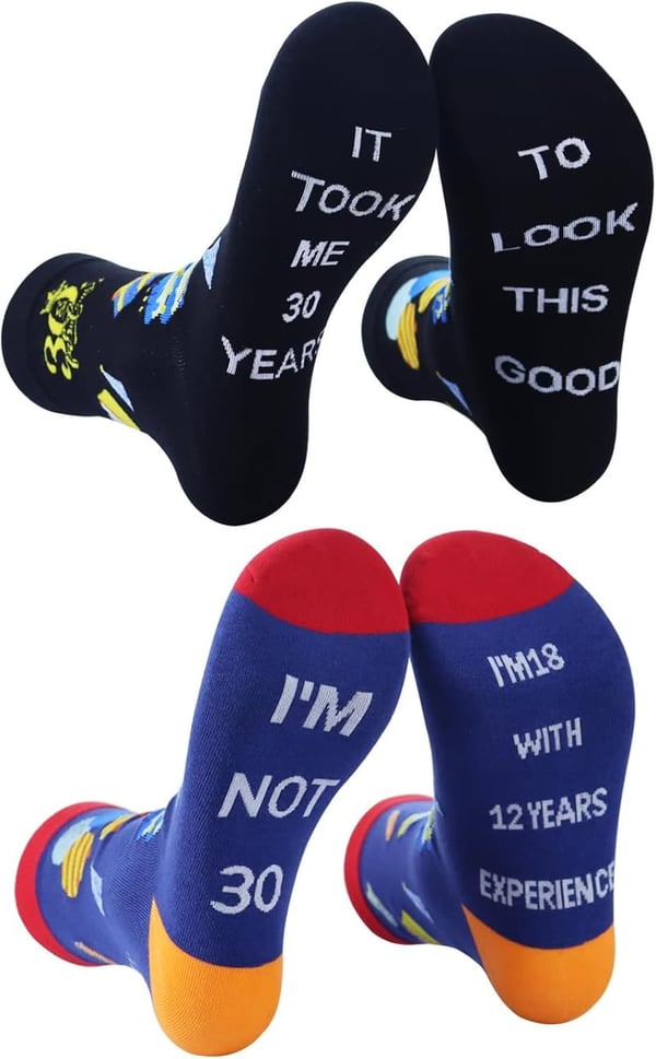 30th Birthday Funny Socks for Men & Women, Novelty Gift Set