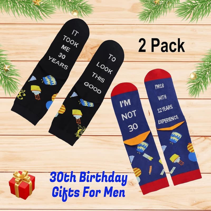 30th Birthday Funny Socks for Men & Women, Novelty Gift Set