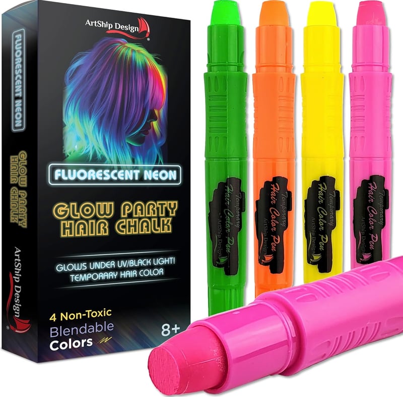 Fluorescent Neon Hair Chalk - Glow in UV/Black Light
