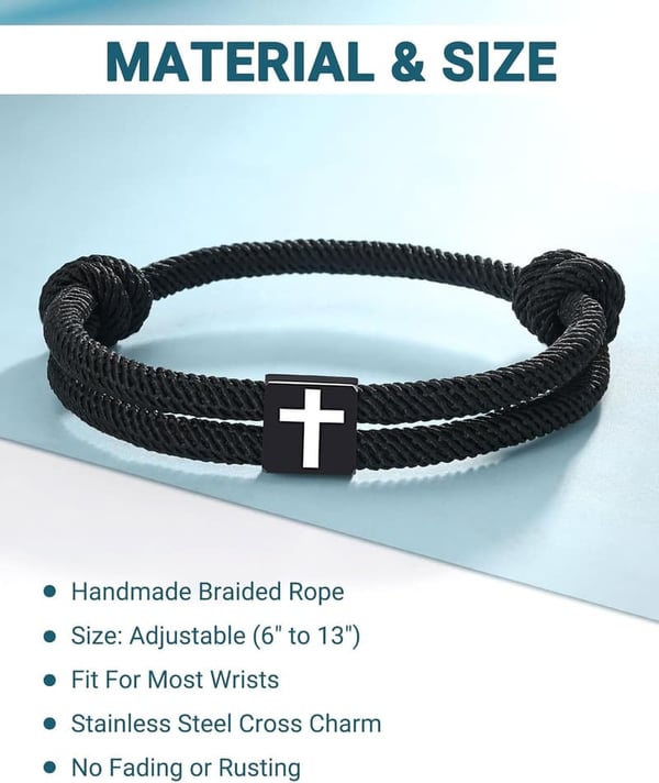 8th-16th Birthday Cross Bracelet Gift for Him