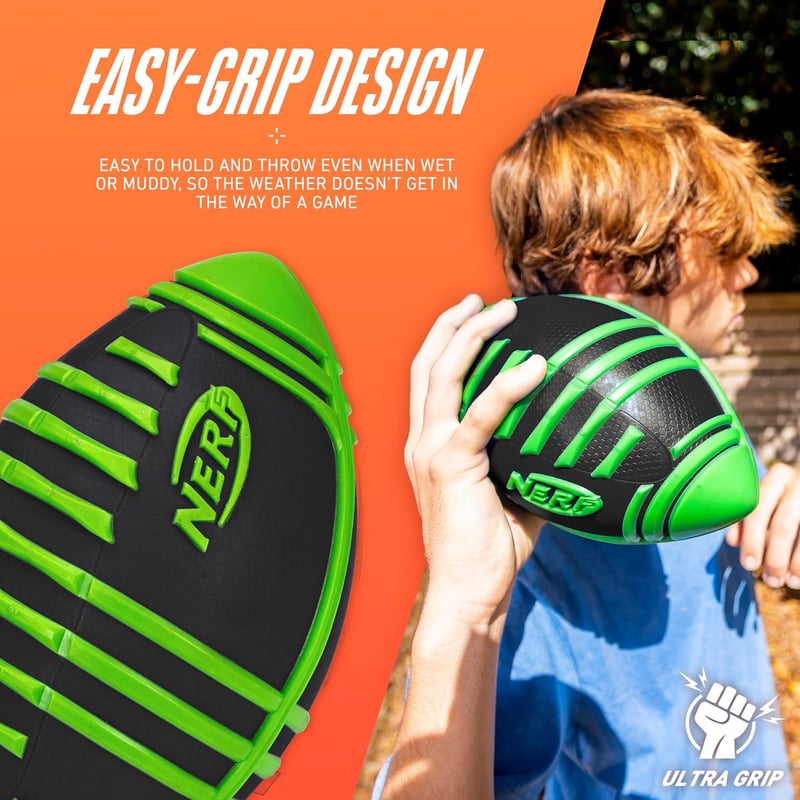 All-Weather Nerf Foam Football with Easy-Grip Design - Green