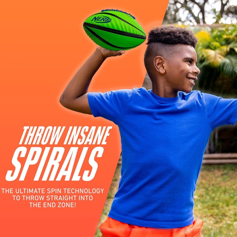 Patented Nerf Spiral Grip Football - Machine Stitched, Pump Included
