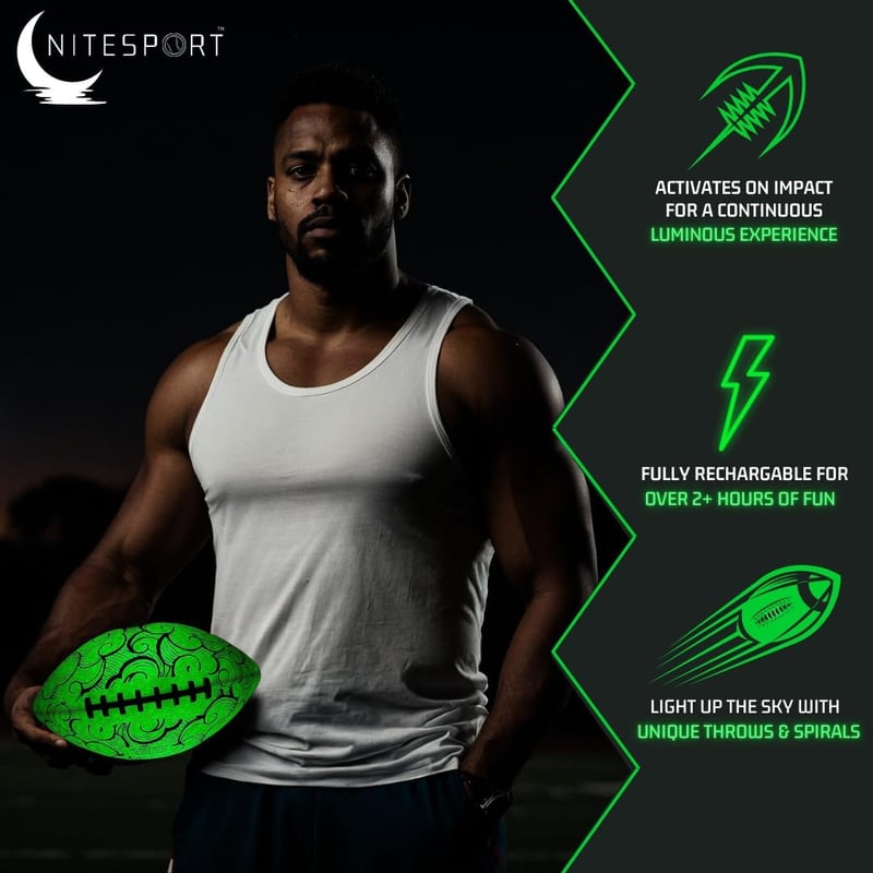 LED Rechargeable Glow-in-the-Dark Football for Kids & Teens