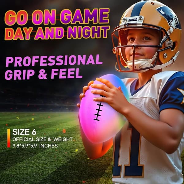 Rechargeable Glow-in-the-Dark Football for Kids (Ages 6-15)