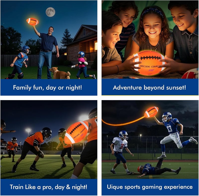 Glow in the Dark LED Football for Kids & Adults