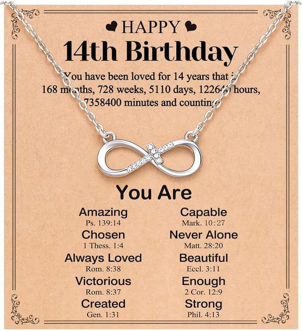 Happy 13th Birthday Infinity Cross Necklace for Women
