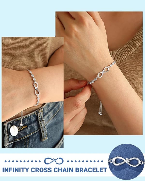 Infinity CZ Cross Bracelet for Christian Graduates and Birthdays