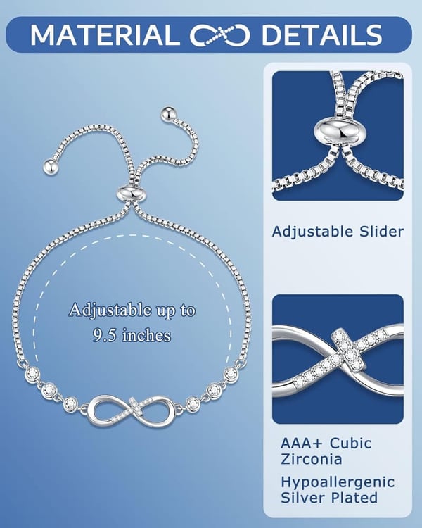 Infinity CZ Cross Bracelet for Christian Graduates and Birthdays