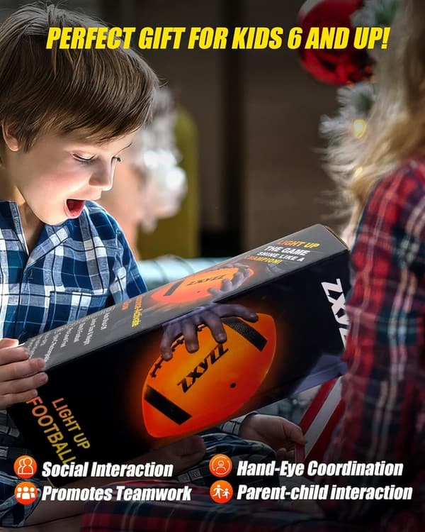 Glow-in-the-Dark Rechargeable Football for Boys Ages 6-15