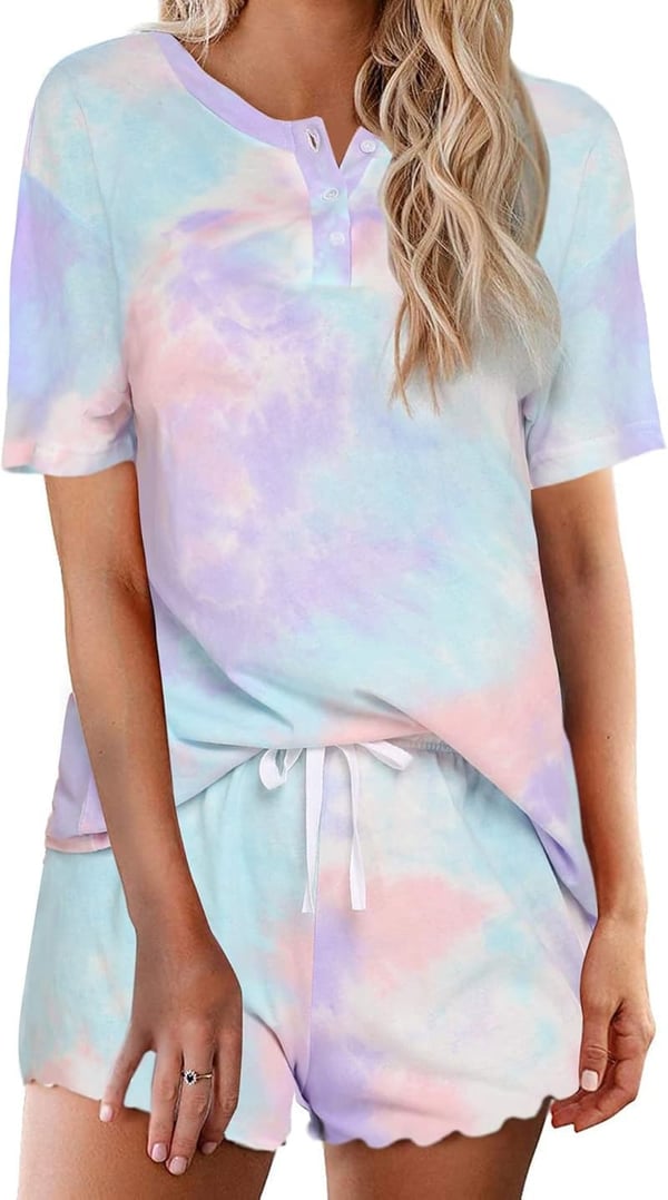 Tie Dye Sleepwear Set for Women - 2 Piece Loungewear