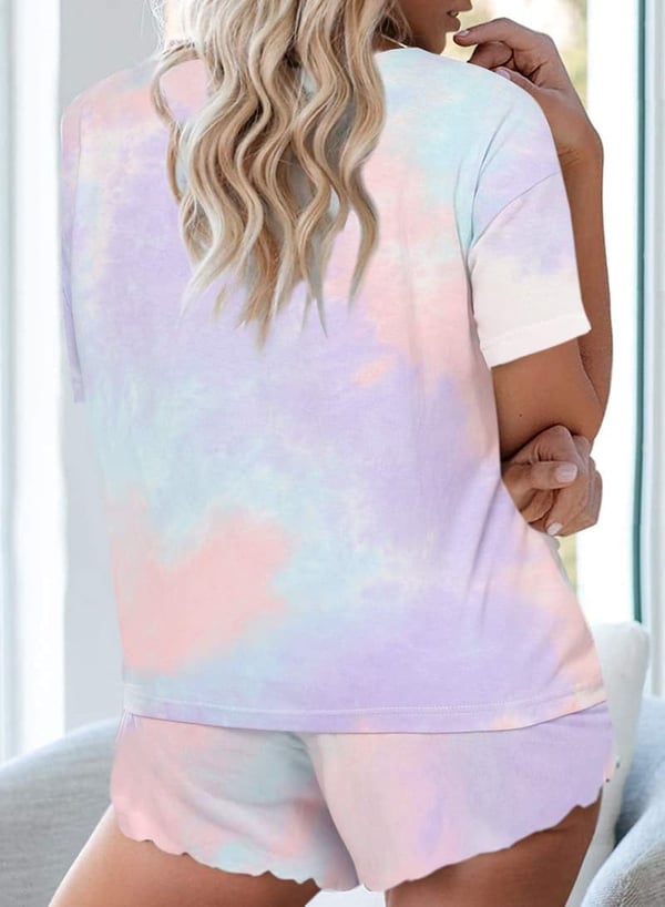 Tie Dye Sleepwear Set for Women - 2 Piece Loungewear