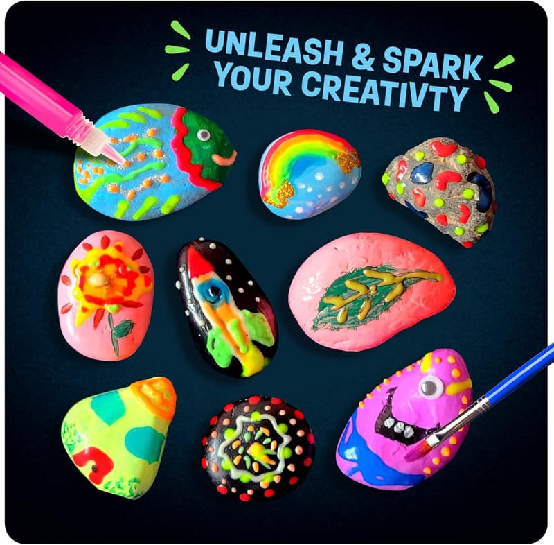 Glow-in-the-Dark Rock Painting Kit for Kids Ages 6-12