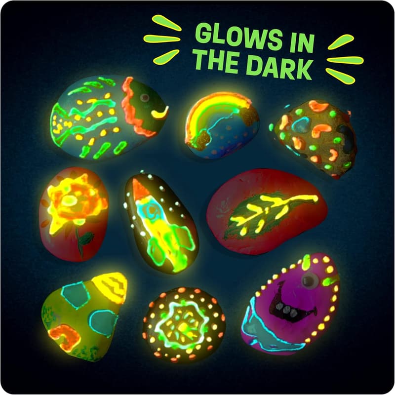 Glow-in-the-Dark Rock Painting Kit for Kids Ages 6-12