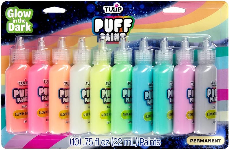 Glow-in-the-Dark Tulip Puff Paint 10-Pack - Premium Nontoxic Craft