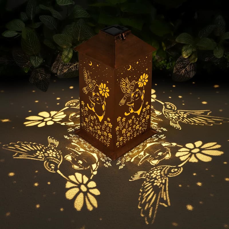 Solar Hummingbird Lantern - Outdoor LED Garden Light for Women