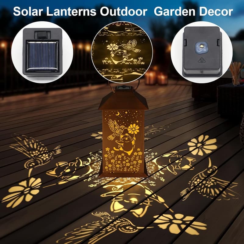 Solar Hummingbird Lantern - Outdoor LED Garden Light for Women