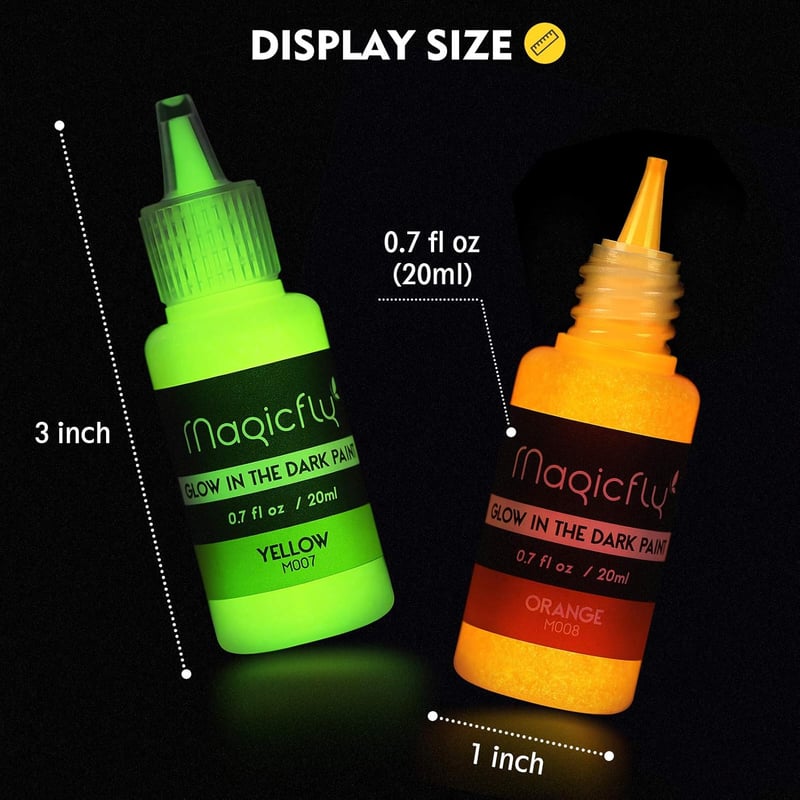 Glow in the Dark Acrylic Paint Set - 10 Neon Colors for Crafts