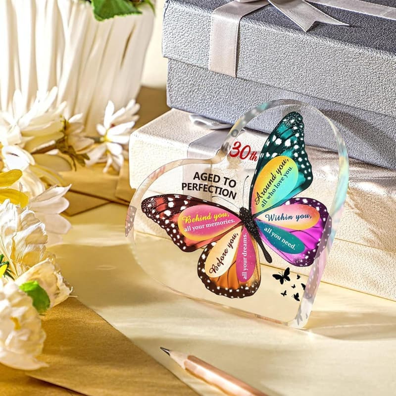 30th Birthday Acrylic Heart Sign Gift for Women