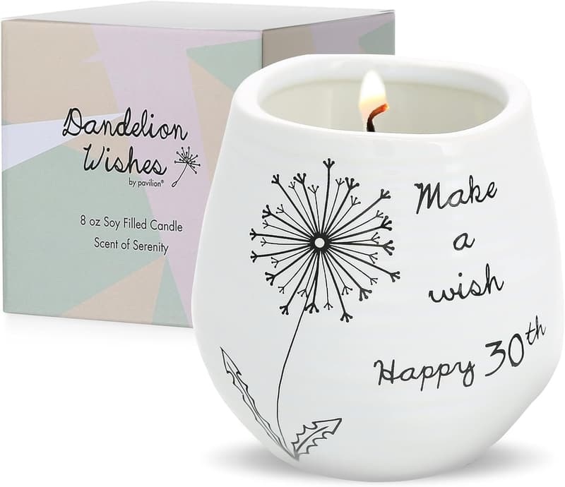 30th Anniversary Ceramic Candle Holder - Serenity Scented Soy Wax
