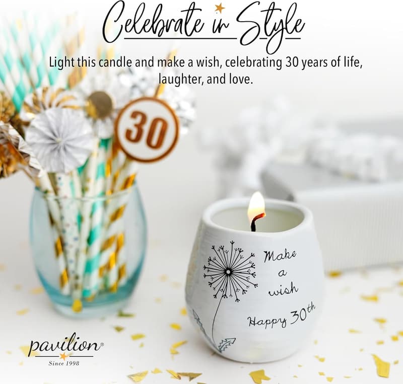 30th Anniversary Ceramic Candle Holder - Serenity Scented Soy Wax